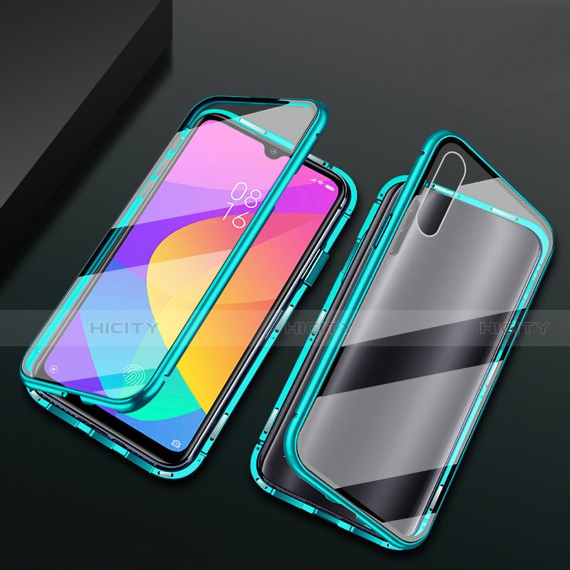 Coque Rebord Bumper Luxe Aluminum Metal Miroir 360 Degres Housse Etui Aimant T01 pour Xiaomi Mi A3 Cyan Plus