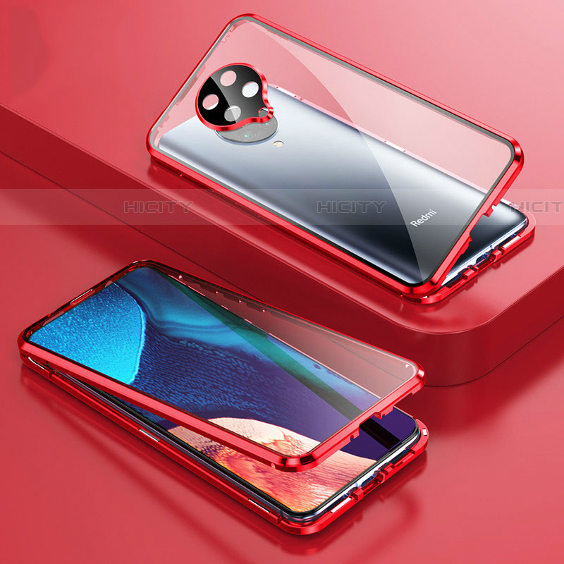 Coque Rebord Bumper Luxe Aluminum Metal Miroir 360 Degres Housse Etui Aimant T01 pour Xiaomi Poco F2 Pro Rouge Plus