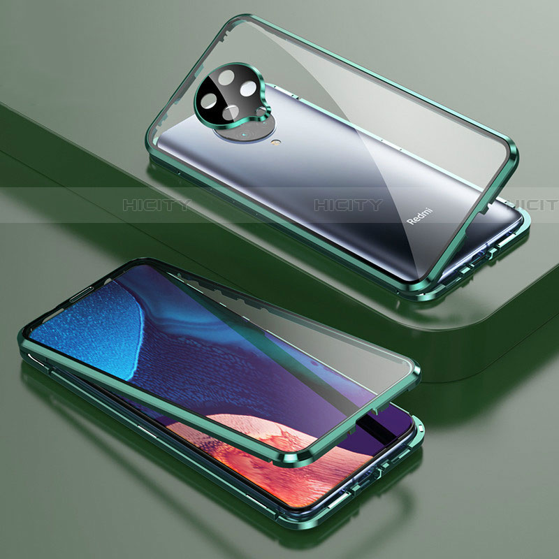 Coque Rebord Bumper Luxe Aluminum Metal Miroir 360 Degres Housse Etui Aimant T01 pour Xiaomi Redmi K30 Pro 5G Vert Plus