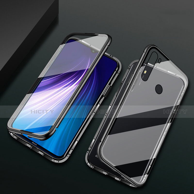 Coque Rebord Bumper Luxe Aluminum Metal Miroir 360 Degres Housse Etui Aimant T01 pour Xiaomi Redmi Note 8 (2021) Noir Plus