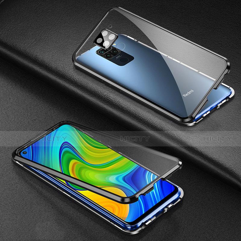 Coque Rebord Bumper Luxe Aluminum Metal Miroir 360 Degres Housse Etui Aimant T01 pour Xiaomi Redmi Note 9 Noir Plus