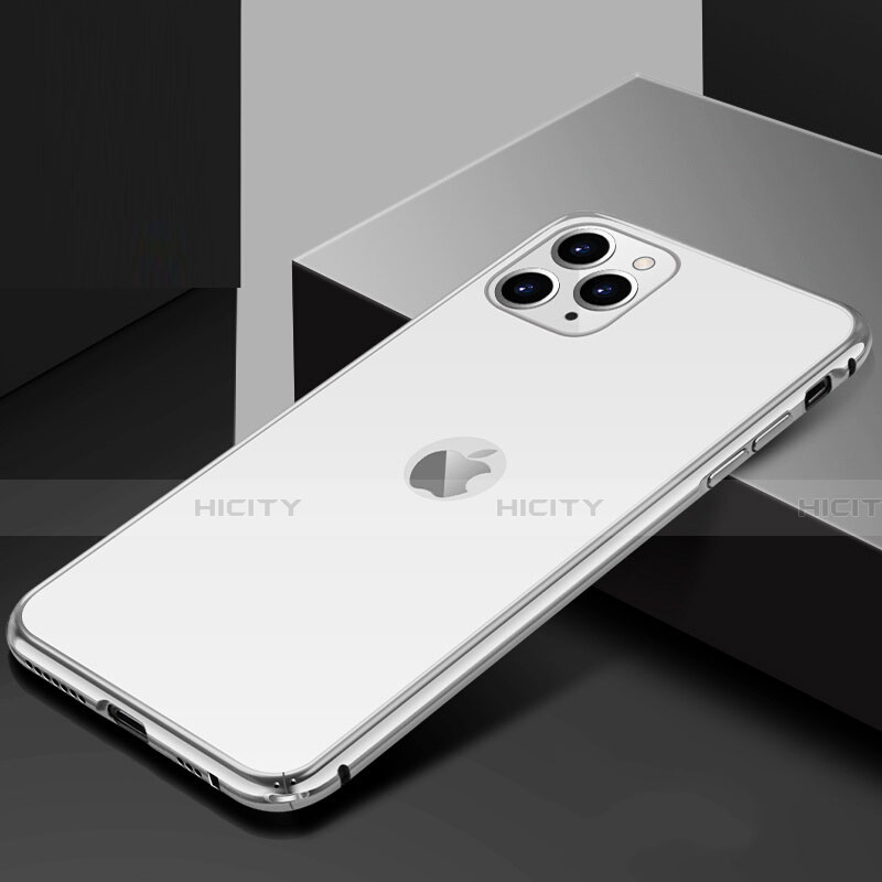 Coque Rebord Bumper Luxe Aluminum Metal Miroir 360 Degres Housse Etui Aimant T02 pour Apple iPhone 11 Pro Max Argent Plus