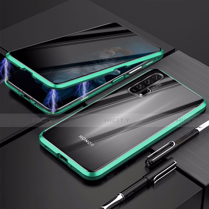 Coque Rebord Bumper Luxe Aluminum Metal Miroir 360 Degres Housse Etui Aimant T02 pour Huawei Honor 20S Vert Plus