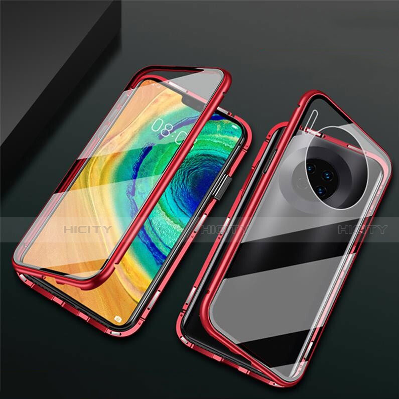 Coque Rebord Bumper Luxe Aluminum Metal Miroir 360 Degres Housse Etui Aimant T02 pour Huawei Mate 30 5G Plus