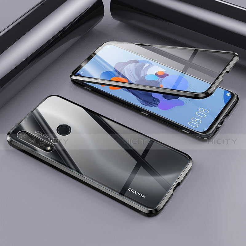 Coque Rebord Bumper Luxe Aluminum Metal Miroir 360 Degres Housse Etui Aimant T02 pour Huawei Nova 5i Noir Plus