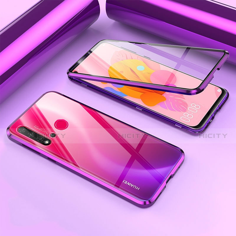 Coque Rebord Bumper Luxe Aluminum Metal Miroir 360 Degres Housse Etui Aimant T02 pour Huawei Nova 5i Violet Plus