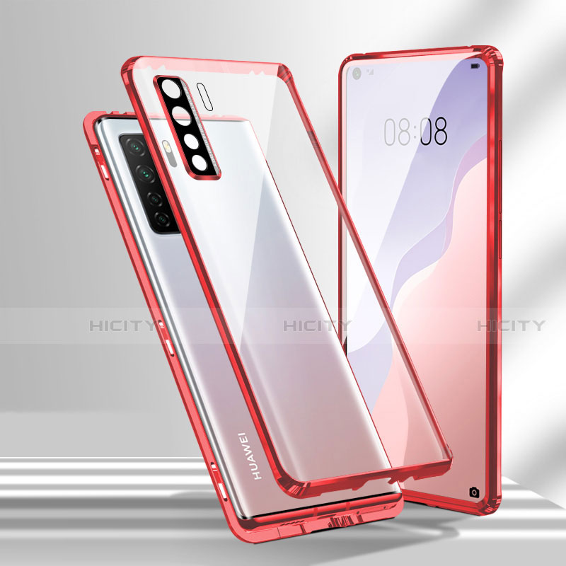 Coque Rebord Bumper Luxe Aluminum Metal Miroir 360 Degres Housse Etui Aimant T02 pour Huawei Nova 7 SE 5G Plus