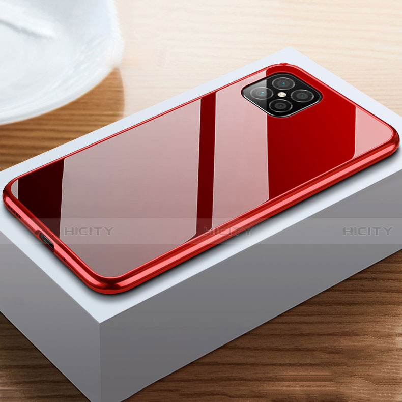 Coque Rebord Bumper Luxe Aluminum Metal Miroir 360 Degres Housse Etui Aimant T02 pour Huawei Nova 8 SE 5G Rouge et Noir Plus