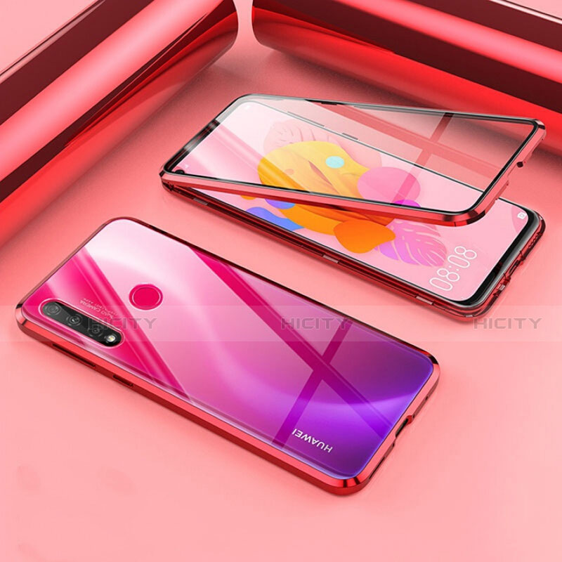 Coque Rebord Bumper Luxe Aluminum Metal Miroir 360 Degres Housse Etui Aimant T02 pour Huawei P20 Lite (2019) Rouge Plus