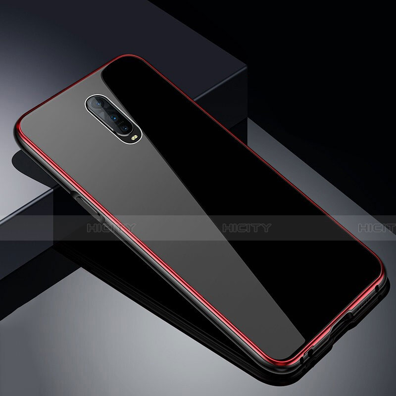 Coque Rebord Bumper Luxe Aluminum Metal Miroir 360 Degres Housse Etui Aimant T02 pour Oppo R17 Pro Rouge Plus