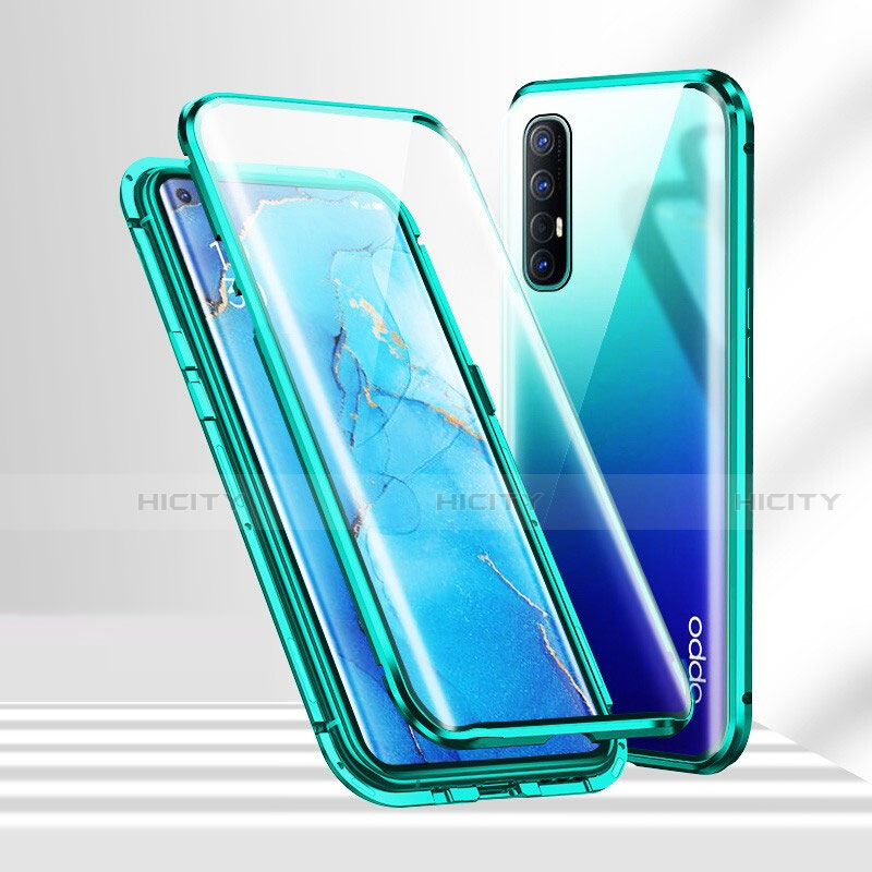 Coque Rebord Bumper Luxe Aluminum Metal Miroir 360 Degres Housse Etui Aimant T02 pour Oppo Reno3 Pro Plus