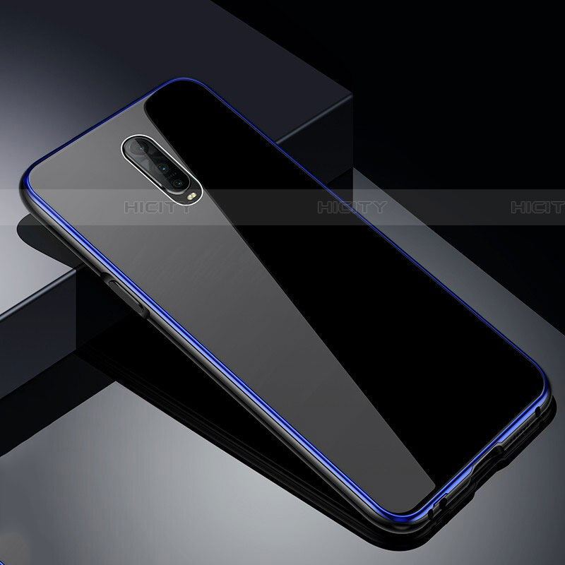 Coque Rebord Bumper Luxe Aluminum Metal Miroir 360 Degres Housse Etui Aimant T02 pour Oppo RX17 Pro Bleu Plus