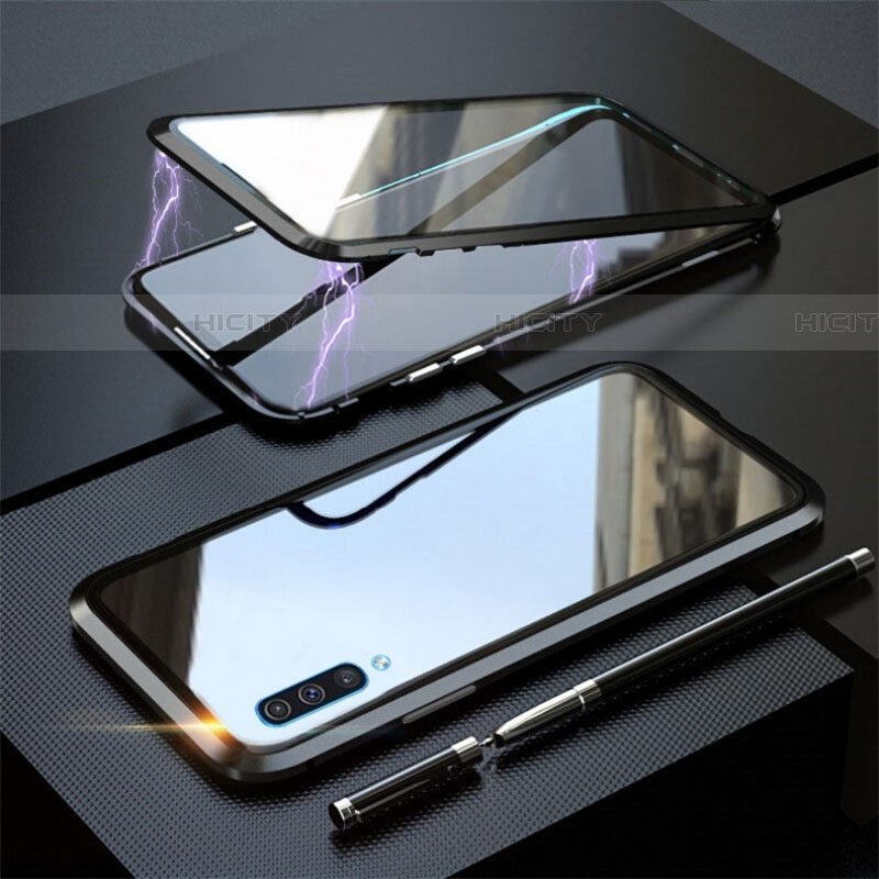 Coque Rebord Bumper Luxe Aluminum Metal Miroir 360 Degres Housse Etui Aimant T02 pour Samsung Galaxy A70S Noir Plus