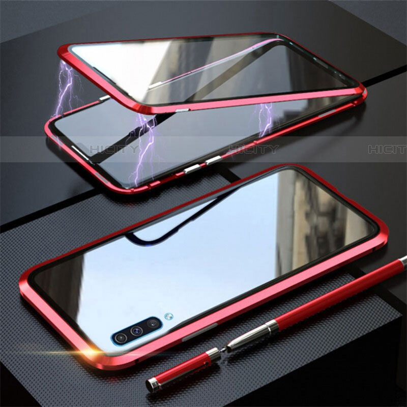 Coque Rebord Bumper Luxe Aluminum Metal Miroir 360 Degres Housse Etui Aimant T02 pour Samsung Galaxy A70S Rouge Plus