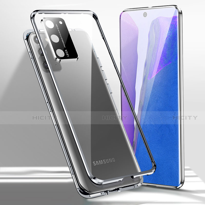 Coque Rebord Bumper Luxe Aluminum Metal Miroir 360 Degres Housse Etui Aimant T02 pour Samsung Galaxy Note 20 5G Argent Plus