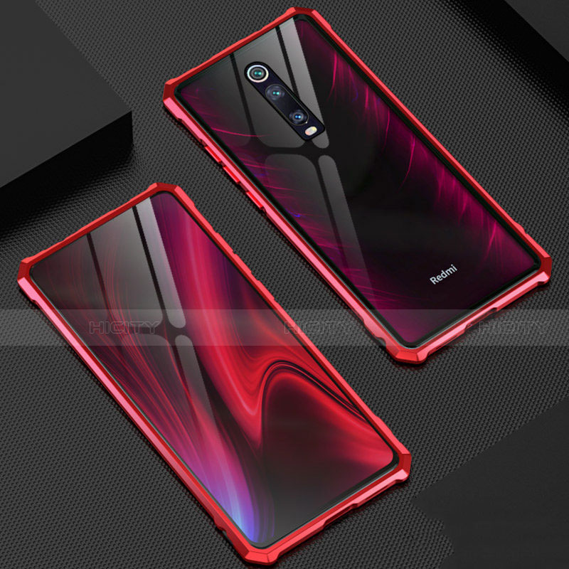 Coque Rebord Bumper Luxe Aluminum Metal Miroir 360 Degres Housse Etui Aimant T02 pour Xiaomi Mi 9T Pro Rouge Plus