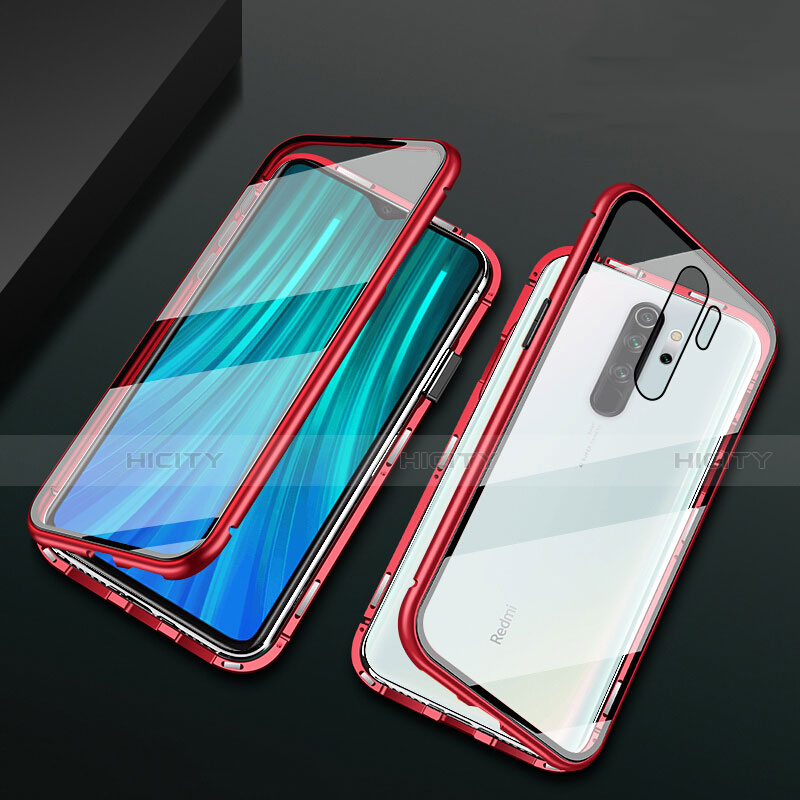 Coque Rebord Bumper Luxe Aluminum Metal Miroir 360 Degres Housse Etui Aimant T02 pour Xiaomi Redmi Note 8 Pro Rouge Plus