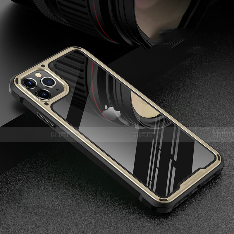Coque Rebord Bumper Luxe Aluminum Metal Miroir 360 Degres Housse Etui Aimant T03 pour Apple iPhone 11 Pro Or Plus