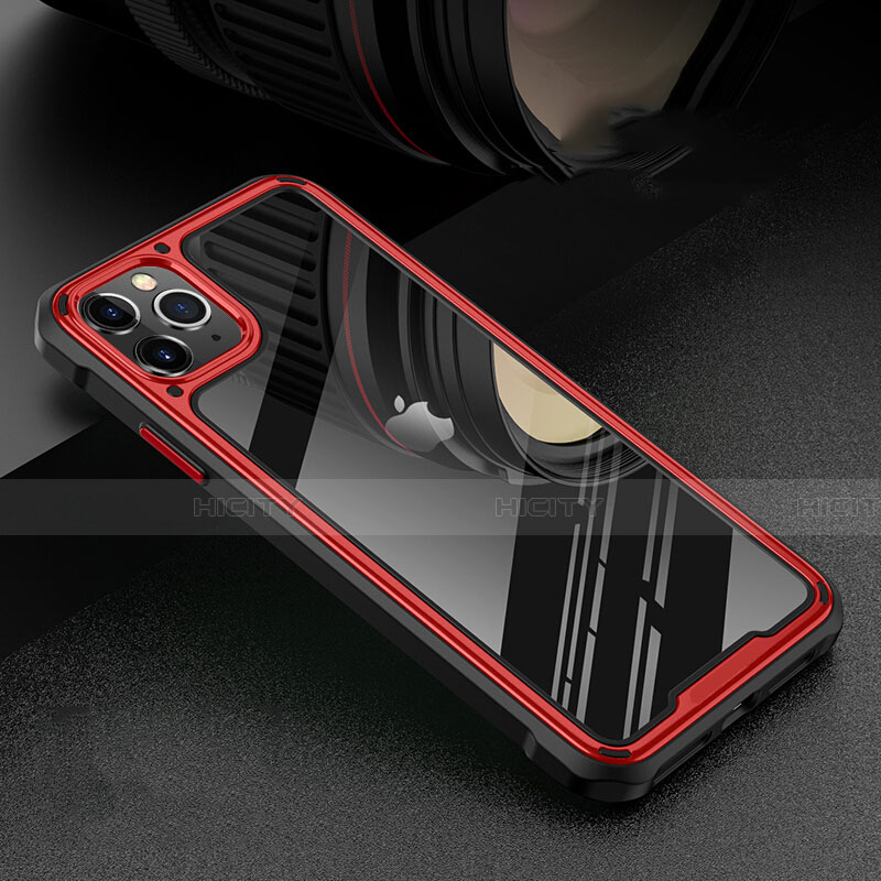 Coque Rebord Bumper Luxe Aluminum Metal Miroir 360 Degres Housse Etui Aimant T03 pour Apple iPhone 11 Pro Rouge Plus