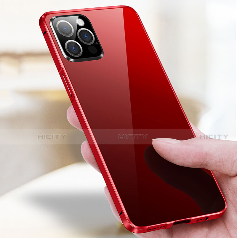 Coque Rebord Bumper Luxe Aluminum Metal Miroir 360 Degres Housse Etui Aimant T03 pour Apple iPhone 12 Pro Max Plus