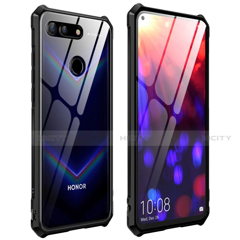 Coque Rebord Bumper Luxe Aluminum Metal Miroir 360 Degres Housse Etui Aimant T03 pour Huawei Honor View 20 Noir Plus