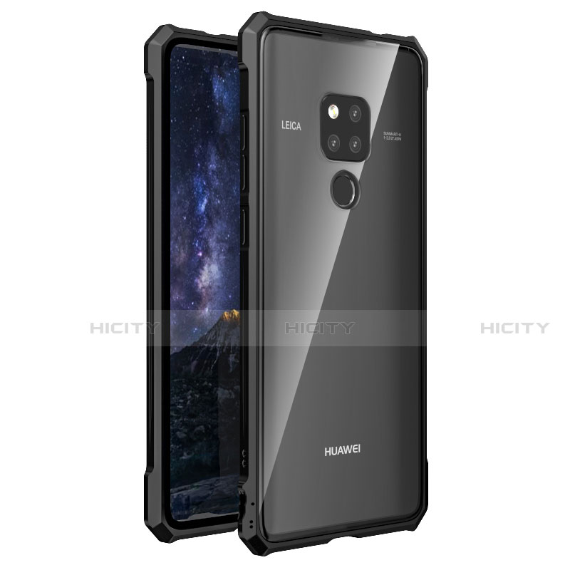 Coque Rebord Bumper Luxe Aluminum Metal Miroir 360 Degres Housse Etui Aimant T03 pour Huawei Mate 20 X 5G Noir Plus