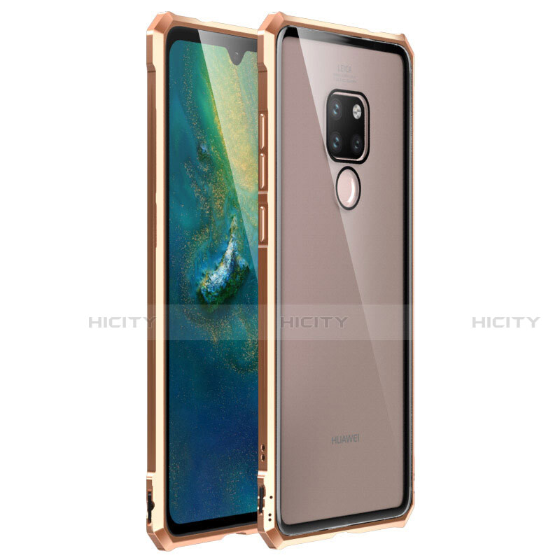 Coque Rebord Bumper Luxe Aluminum Metal Miroir 360 Degres Housse Etui Aimant T03 pour Huawei Mate 20 X 5G Or Plus