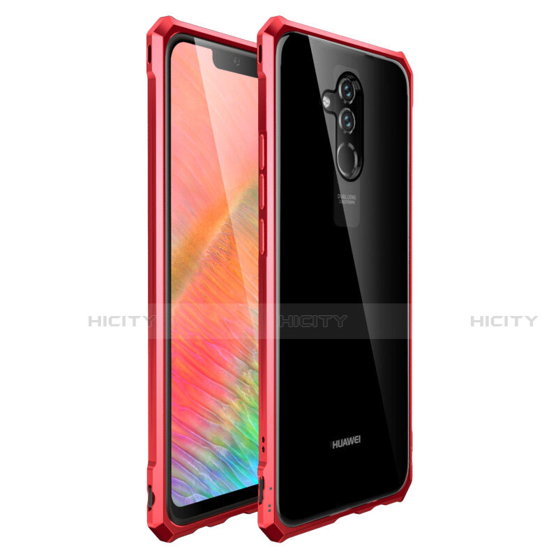 Coque Rebord Bumper Luxe Aluminum Metal Miroir 360 Degres Housse Etui Aimant T03 pour Huawei Mate 20 X 5G Rouge Plus