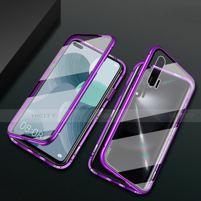 Coque Rebord Bumper Luxe Aluminum Metal Miroir 360 Degres Housse Etui Aimant T03 pour Huawei Nova 6 5G Violet Plus