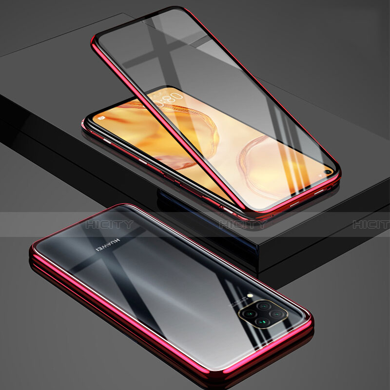 Coque Rebord Bumper Luxe Aluminum Metal Miroir 360 Degres Housse Etui Aimant T03 pour Huawei Nova 7i Rouge Plus