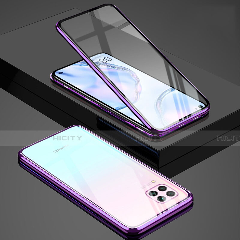 Coque Rebord Bumper Luxe Aluminum Metal Miroir 360 Degres Housse Etui Aimant T03 pour Huawei Nova 7i Violet Plus