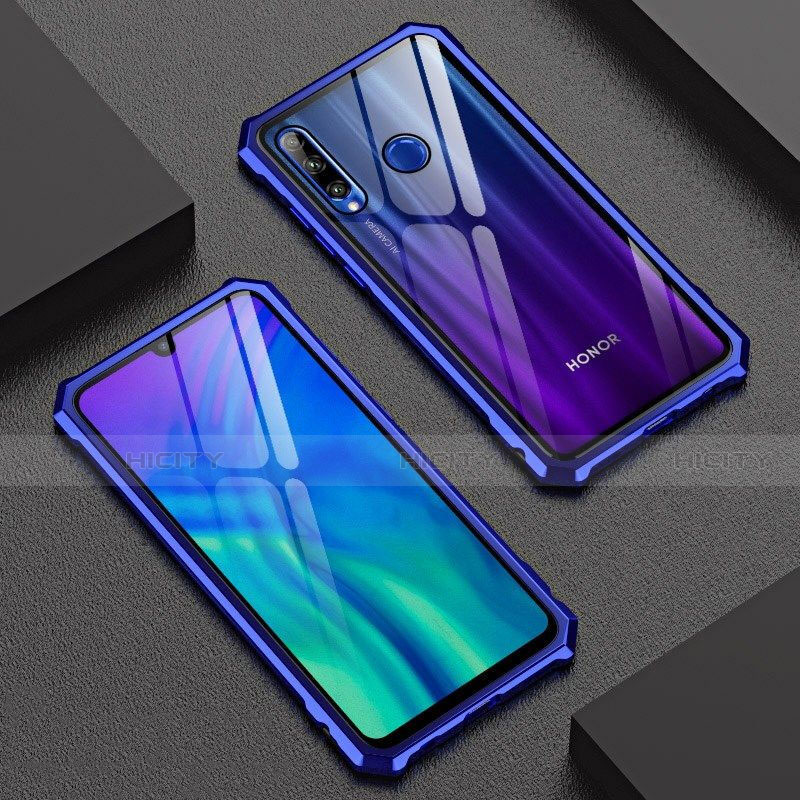 Coque Rebord Bumper Luxe Aluminum Metal Miroir 360 Degres Housse Etui Aimant T03 pour Huawei P Smart+ Plus (2019) Bleu Plus