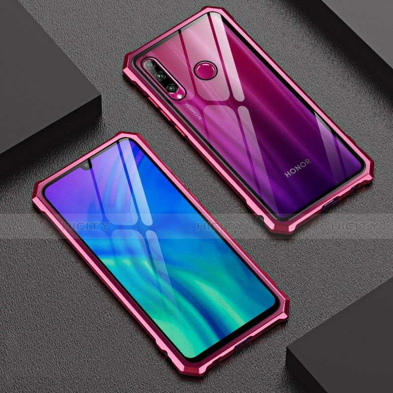 Coque Rebord Bumper Luxe Aluminum Metal Miroir 360 Degres Housse Etui Aimant T03 pour Huawei P Smart+ Plus (2019) Rouge Plus