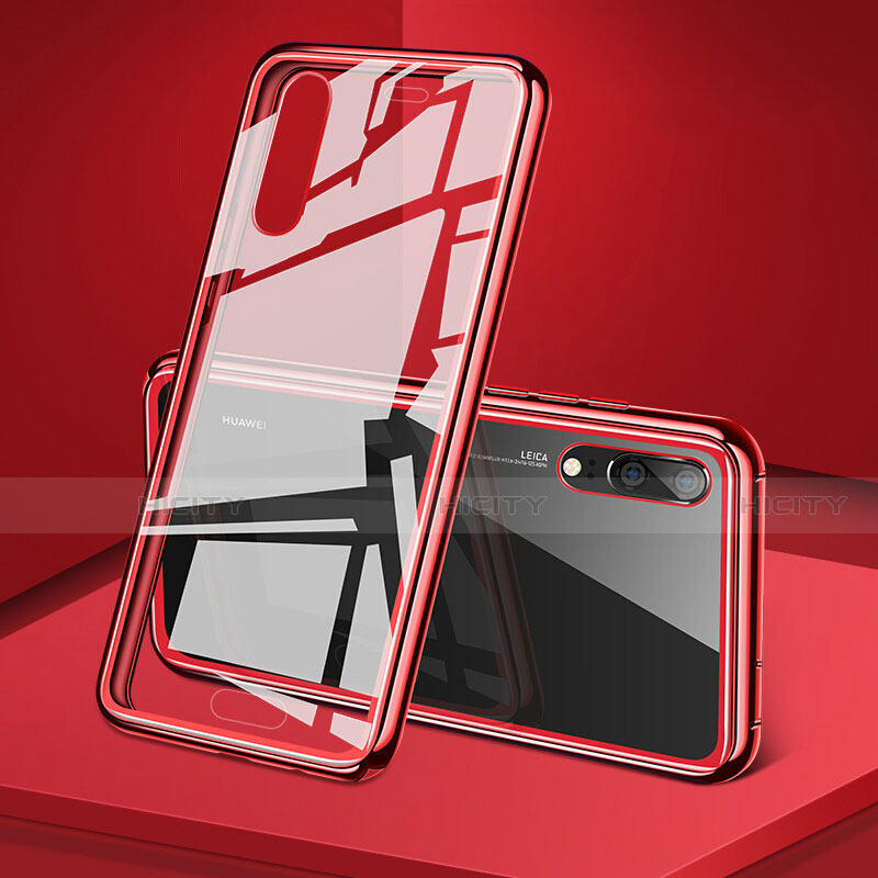 Coque Rebord Bumper Luxe Aluminum Metal Miroir 360 Degres Housse Etui Aimant T03 pour Huawei P20 Rouge Plus