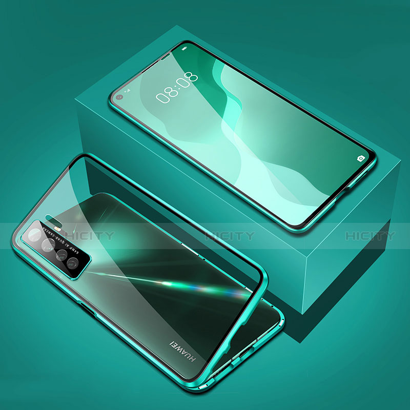 Coque Rebord Bumper Luxe Aluminum Metal Miroir 360 Degres Housse Etui Aimant T03 pour Huawei P40 Lite 5G Vert Plus