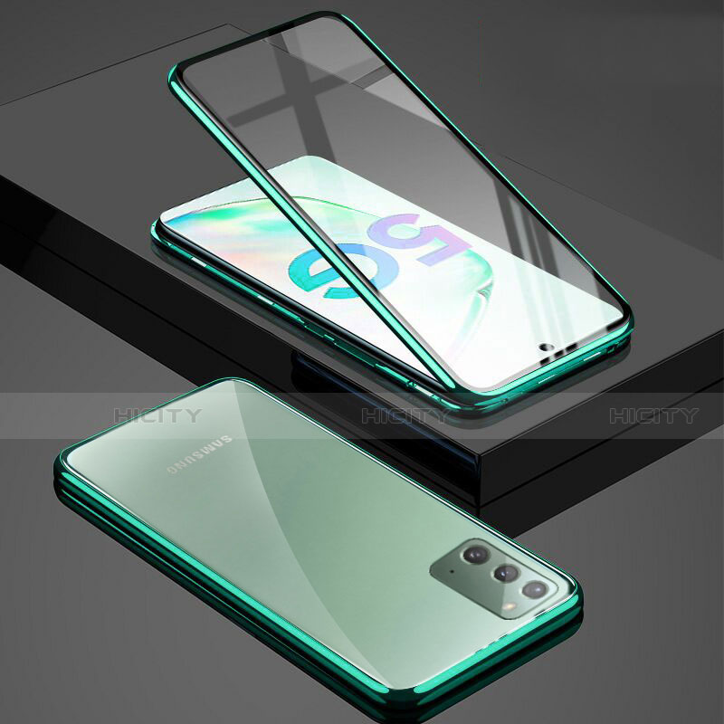 Coque Rebord Bumper Luxe Aluminum Metal Miroir 360 Degres Housse Etui Aimant T03 pour Samsung Galaxy Note 20 5G Vert Plus