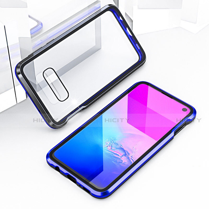 Coque Rebord Bumper Luxe Aluminum Metal Miroir 360 Degres Housse Etui Aimant T03 pour Samsung Galaxy S10e Bleu Plus