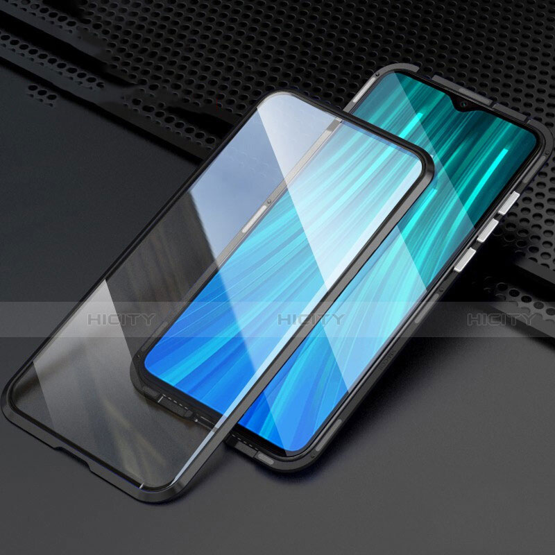 Coque Rebord Bumper Luxe Aluminum Metal Miroir 360 Degres Housse Etui Aimant T03 pour Xiaomi Redmi Note 8 Pro Noir Plus