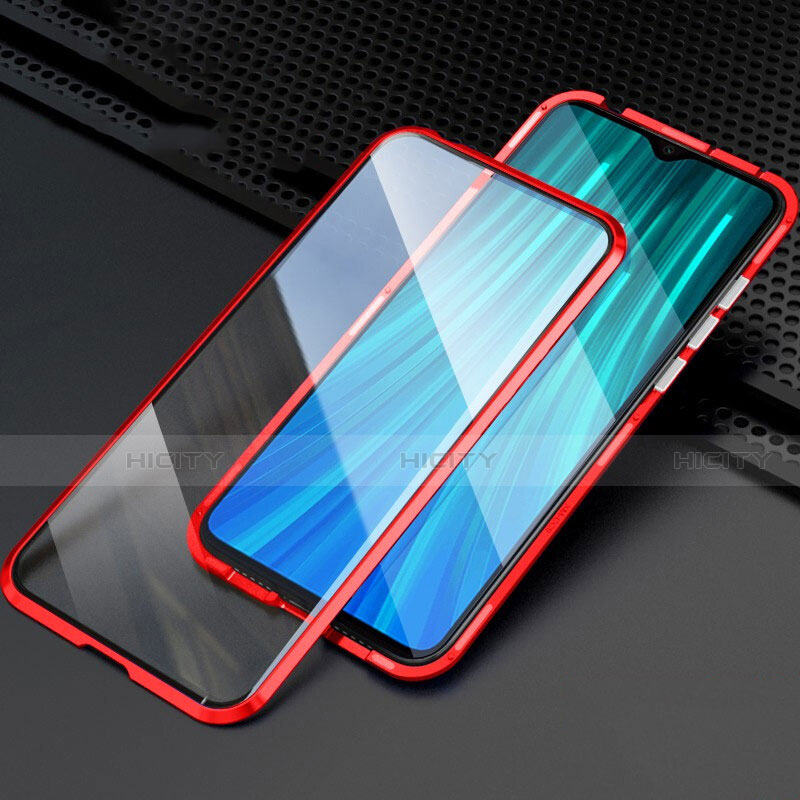 Coque Rebord Bumper Luxe Aluminum Metal Miroir 360 Degres Housse Etui Aimant T03 pour Xiaomi Redmi Note 8 Pro Rouge Plus