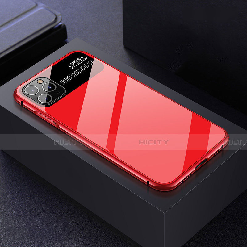 Coque Rebord Bumper Luxe Aluminum Metal Miroir 360 Degres Housse Etui Aimant T04 pour Apple iPhone 11 Pro Max Rouge Plus