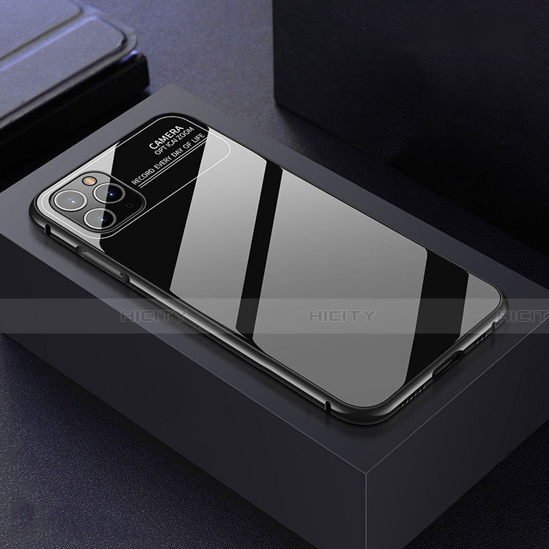 Coque Rebord Bumper Luxe Aluminum Metal Miroir 360 Degres Housse Etui Aimant T04 pour Apple iPhone 11 Pro Noir Plus