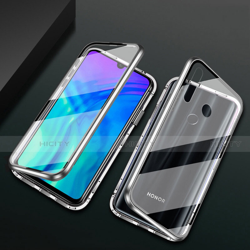 Coque Rebord Bumper Luxe Aluminum Metal Miroir 360 Degres Housse Etui Aimant T04 pour Huawei Honor 10i Argent Plus