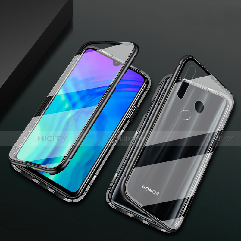 Coque Rebord Bumper Luxe Aluminum Metal Miroir 360 Degres Housse Etui Aimant T04 pour Huawei Honor 10i Noir Plus