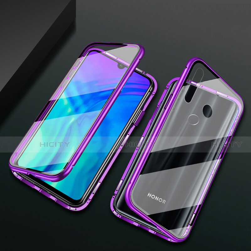 Coque Rebord Bumper Luxe Aluminum Metal Miroir 360 Degres Housse Etui Aimant T04 pour Huawei Honor 10i Violet Plus