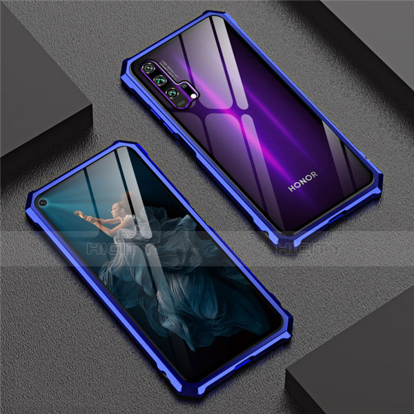 Coque Rebord Bumper Luxe Aluminum Metal Miroir 360 Degres Housse Etui Aimant T04 pour Huawei Honor 20 Pro Bleu Plus