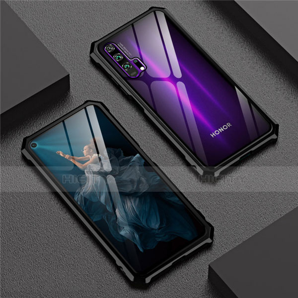 Coque Rebord Bumper Luxe Aluminum Metal Miroir 360 Degres Housse Etui Aimant T04 pour Huawei Honor 20 Pro Noir Plus