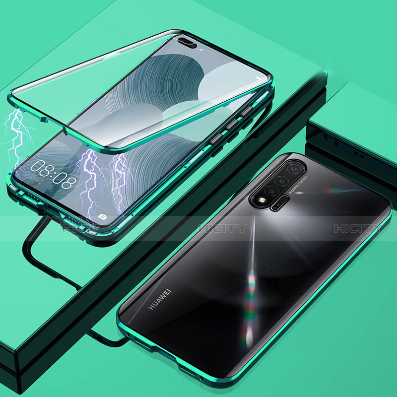 Coque Rebord Bumper Luxe Aluminum Metal Miroir 360 Degres Housse Etui Aimant T04 pour Huawei Nova 6 5G Vert Plus