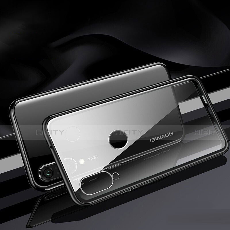 Coque Rebord Bumper Luxe Aluminum Metal Miroir 360 Degres Housse Etui Aimant T04 pour Huawei P30 Lite XL Noir Plus