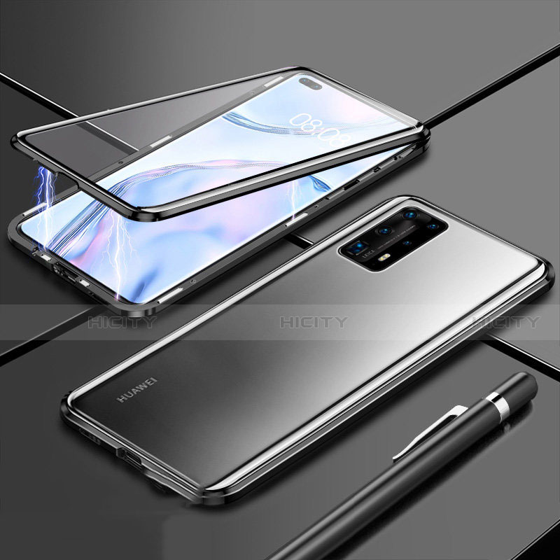 Coque Rebord Bumper Luxe Aluminum Metal Miroir 360 Degres Housse Etui Aimant T04 pour Huawei P40 Pro+ Plus Plus