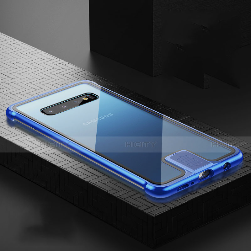 Coque Rebord Bumper Luxe Aluminum Metal Miroir 360 Degres Housse Etui Aimant T04 pour Samsung Galaxy S10 Plus Bleu Plus